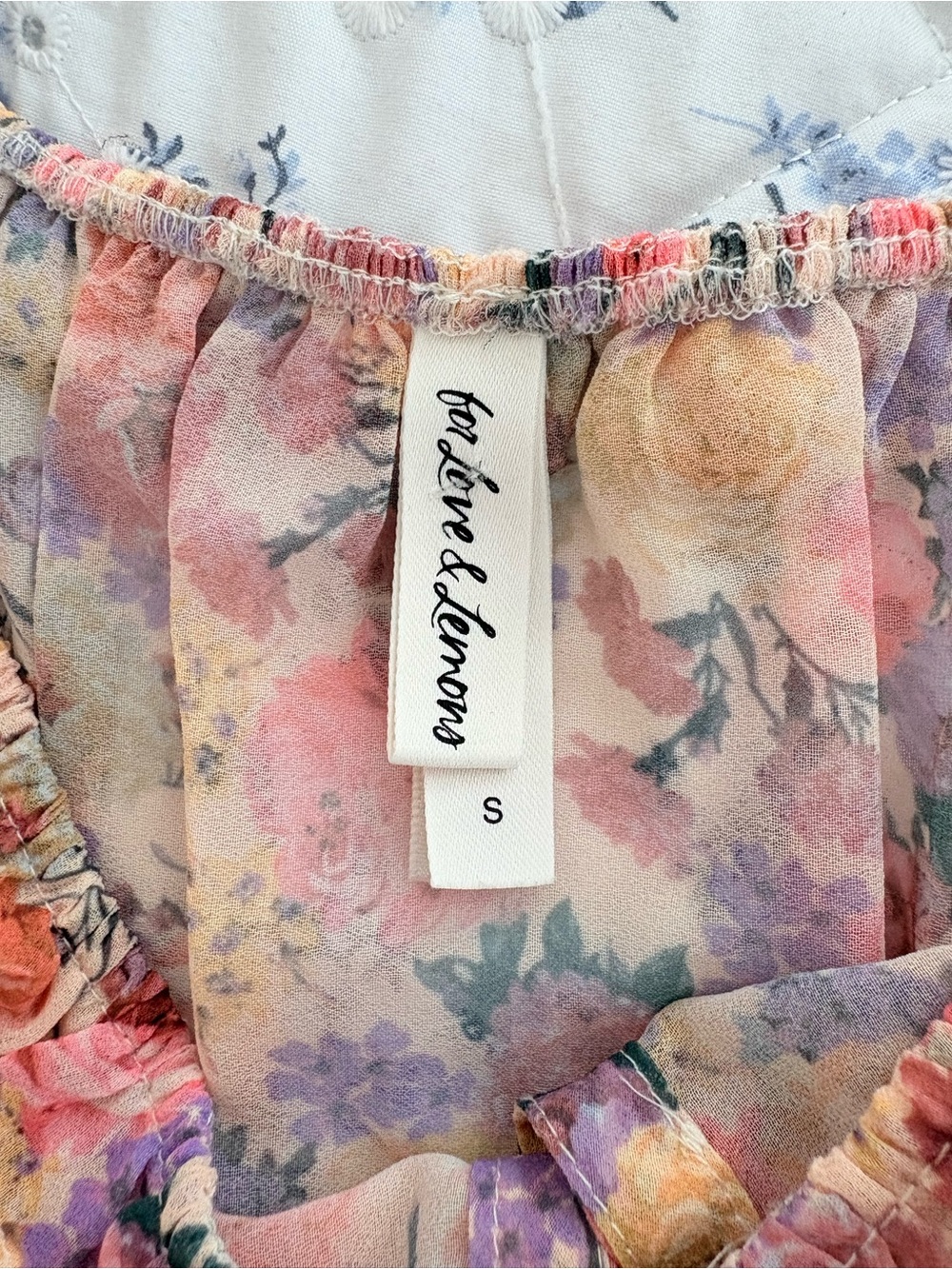 For Love & Lemons Pastel Floral Chiffon Dress in Peach, Pink & Lavender - Picture 7 of 7